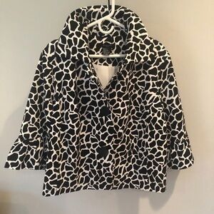 Sandro Black and white giraffe print cropped three-quarter sleeve jacket size 1X